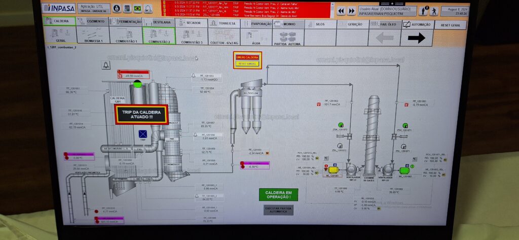 Tela de Supervisório 
Scada
Plant PAX Rockwell Automation RS Logix 5000 
Caldeira de Biomassa
Etanol de Milho
Startup
Comissionamento
