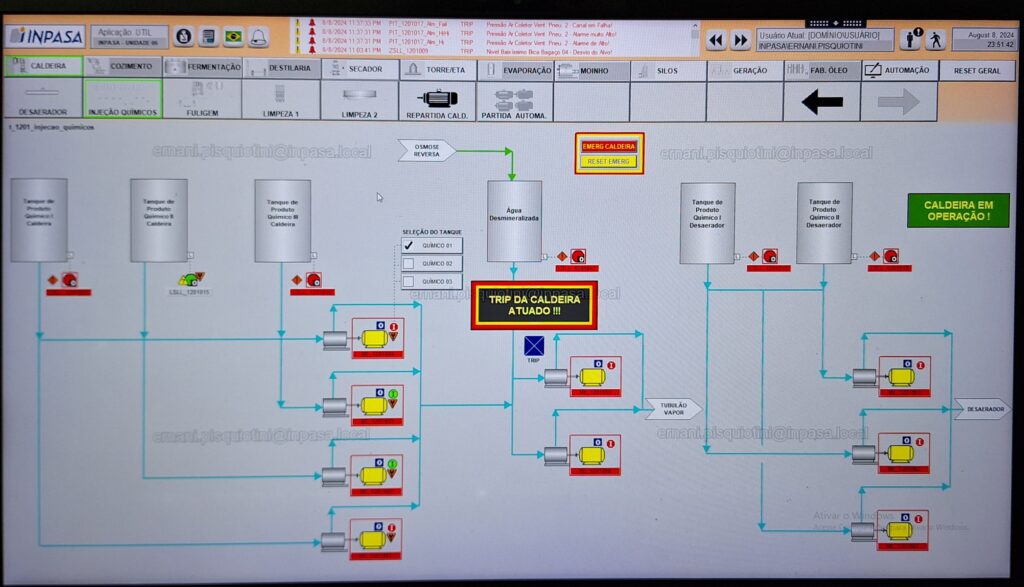 Tela de Supervisório 
Scada
Plant PAX Rockwell Automation RS Logix 5000 
ETA
Estação de Tratamento de Água
Etanol de Milho
Startup
Comissionamento